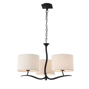 Eve 70cm Pendant 3 Light E27, Anthracite With White Round Shades