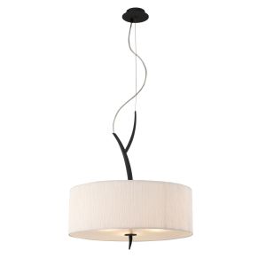 Eve 50cm Pendant 3 Light E27, Anthracite With White Round Shade