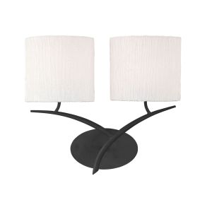 Eve Wall Lamp Switched 2 Light E27, Anthracite With White Oval Shades