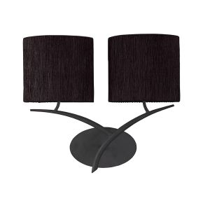 Eve Wall Lamp Switched 2 Light E27, Anthracite With Black Oval Shades