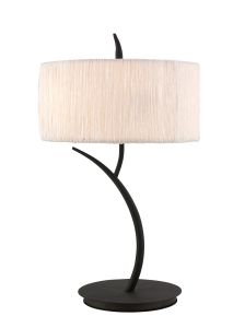 Eve Table Lamp 2 Light E27 Large, Anthracite With White Round Shade