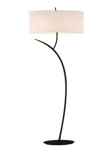 Eve Floor Lamp 2 Light E27, Anthracite With White Oval Shade