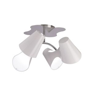 Ora Ceiling 2 Arm 4 Light E27, Gloss White/White Acrylic/Polished Chrome, CFL Lamps INCLUDED