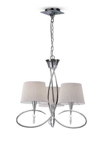 Mara Pendant 3 Light E14, Polished Chrome With Ivory White Shades