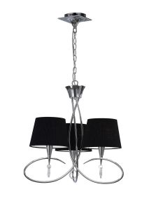 Mara 64cm Pendant 3 Light E14, Polished Chrome With Black Shades