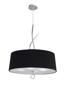 Mara Pendant 4 Light E27 Round, Polished Chrome With Black Shade