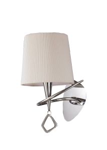 Mara Wall Lamp Switched 1 Light E14, Polished Chrome With Ivory White Shade