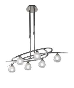 Loop Rectangular Telescopic Convertible To Semi Flush 6 Light G9 ECO, Polished Chrome