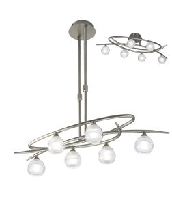 Loop Rectangular Telescopic Convertible To Semi Flush 6 Light G9 ECO, Satin Nickel