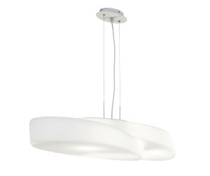 Ufo IP44 Rectangular Pendant 6 Light E27, Matt White/Opal White