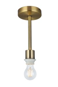 Baymont Antique Brass 1 Light E27 Universal Semi Flush Fixture, Suitable For A Vast Selection Of Shades