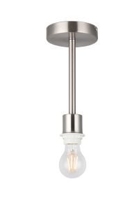 Baymont Satin Nickel 1 Light E27 Universal Semi Flush Fixture, Suitable For A Vast Selection Of Shades