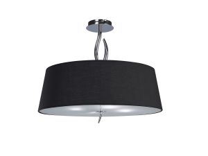 Ninette 60cm Semi Flush 4 Light E27, Polished Chrome With Black Shade