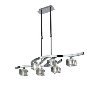 Cuadrax Rectangular Telescopic Convertible To Semi Flush 6 Light G9, Polished Chrome