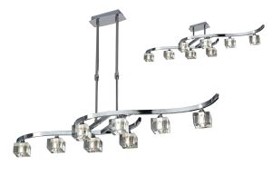 Cuadrax Rectangular Telescopic Convertible To Semi Flush 8 Light G9, Polished Chrome