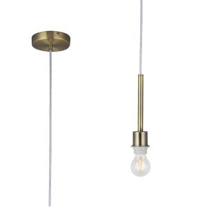 Baymont Antique Brass 1 Light E27 Universal 3m Single Pendant, Suitable For A Vast Selection Of Shades