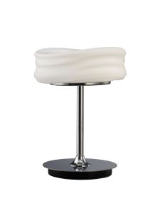 Mediterraneo Table Lamp 2 Light GU10 Small, Polished Chrome / Frosted White Glass, CFL Lamps INCLUDED