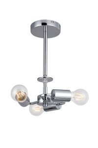 Baymont 25cm Polished Chrome 3 Light E27 Universal Semi Flush Fixture, Suitable For A Vast Selection Of Shades