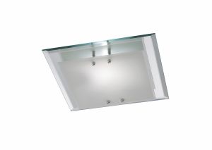 Mira Flush Ceiling, 350mm Square, 2 Light E27 Polished Chrome