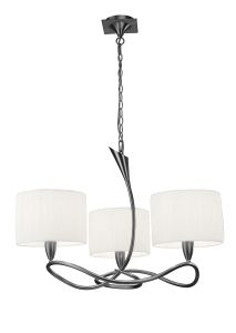 Lua Pendant 3 Arm Light E27, Satin Nickel With White Shades