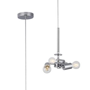Baymont Polished Chrome 3m 3 Light E27 Universal Single Pendant, Suitable For A Vast Selection Of Shades