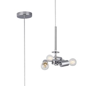 Baymont 25cm Polished Chrome 3 Light E27 Universal Single Pendant, Suitable For A Vast Selection Of Shades