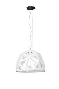 Facette 50cm Pendant 1 Light E27, Gloss White/Polished Chrome