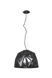 Facette 50cm Pendant 1 Light E27, Gloss Black/Polished Chrome