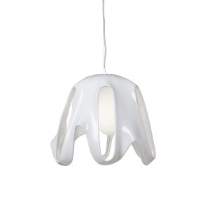 Phantom Pendant 1 Light E27, Gloss White/Frosted White Glass/Polished Chrome