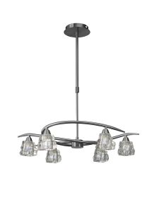 Iku 61cm Telescopic Convertible To Semi Flush 6 Light G9, Satin Nickel