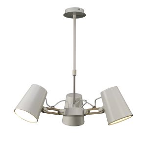 Looker 66cm Pendant 3 Light E27, Matt White / Beech