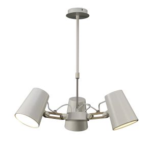 Looker Pendant 3 Light E27, Matt White / Beech