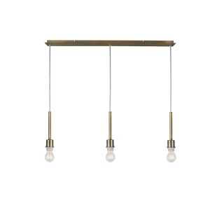 Baymont Antique Brass 3 Light E27 Universal 3m Linear Pendant, Suitable For A Vast Selection Of Shades