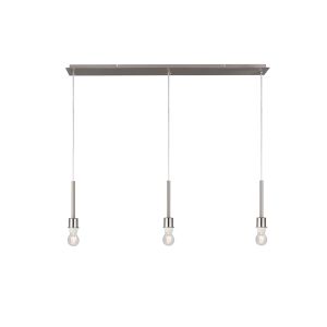 Baymont Satin Nickel 3 Light E27 Universal 3m Linear Pendant, Suitable For A Vast Selection Of Shades
