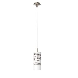 Quartz Single Pendant , 1 Light E27 Matt Chrome/Glass