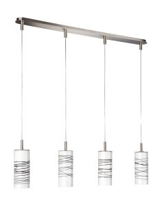 Quartz Single Pendant , 4 Light E14 Matt Chrome/Glass