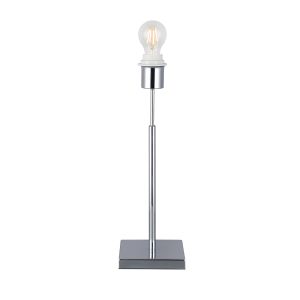 Camino Square Base Small Table Lamp Without Shade, Inline Switch, 1 Light E27 Polished Chrome