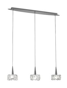 O2 Linear Pendant 3 Light G9 Line Small, Polished Chrome