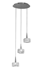 O2 35cm Pendant 3 Light G9, Polished Chrome