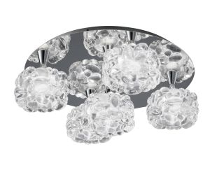 O2 45cm Flush Ceiling 5 Light G9, Polished Chrome