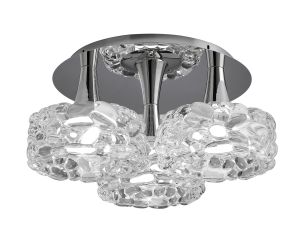 O2 Flush Ceiling 3 Light E27 Large, Polished Chrome