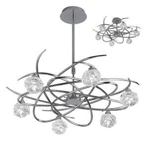 Maremagnum 69cm Telescopic Convertible To Semi Flush 6 Light G9, Polished Chrome