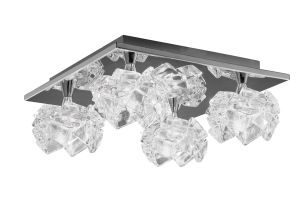 Artic Flush Ceiling 4 Light G9 Square, Polished Chrome