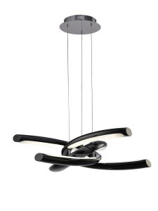 Knot 76cm Pendant 36W LED 3000K,3600lm,Gloss Black/White Acrylic/Polished Chrome,3yrs Warranty