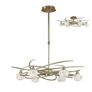 Maremagnum Telescopic Convertible To Semi Flush 6 Light G9, Antique Brass