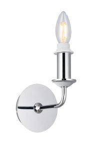 Banyan 1 Light Switched Wall Lamp Without Shade, E14 Polished Chrome