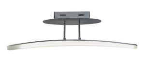 Hemisferic Linear Semi Flush 20W LED 70cm Bar 3000K, 1800lm, Satin Aluminium / Frosted Acrylic, 3yrs Warranty