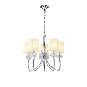 Loewe Pendant 5 Light E14, Polished Chrome With Cmozarella Shades