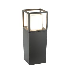 3843-450GY-3000 Ohio Outdoor LED Post (45cm Height), Dark Grey, Opal White/Clear Diffuser