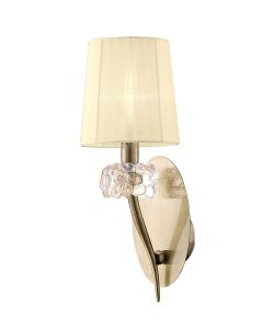 Loewe Wall Lamp Switched 1 Light E14, Antique Brass With Cream Shade